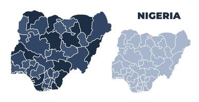 Nigeria political map with states border outline vector
