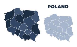Poland political map with states border outline vector
