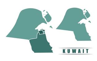 Kuwait simple flat political map with states border vector