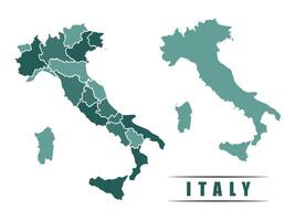 Italy simple flat political map with states border vector