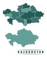 Kazakhstan simple flat political map with states border vector