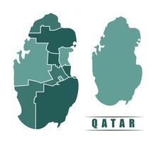 Qatar simple flat political map with states border vector