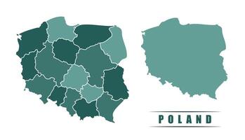 Poland simple flat political map with states border vector