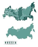 Russia simple flat political map with states border vector