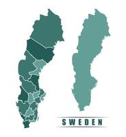 Sweden simple flat political map with states border vector