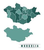 Mongolia simple flat political map with states border vector