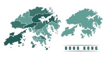 Hong Kong simple flat political map with states border vector