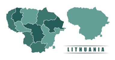 Lithuania simple flat political map with states border vector