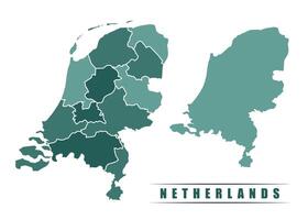 Netherlands simple flat political map with states border vector