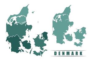 Denmark simple flat political map with states border vector