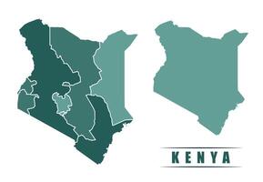 Kenya simple flat political map with states border vector