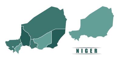 Niger simple flat political map with states border vector