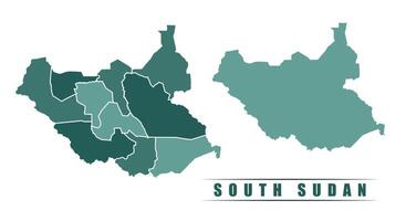 South Sudan simple flat political map with states border vector