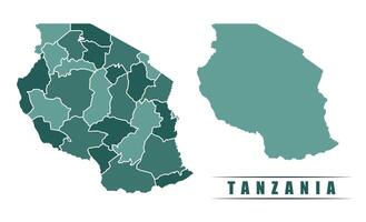 Tanzania simple flat political map with states border vector