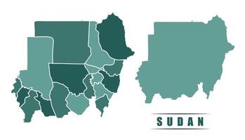 Sudan simple flat political map with states border vector