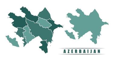 Azerbaijan simple flat political map with states border vector