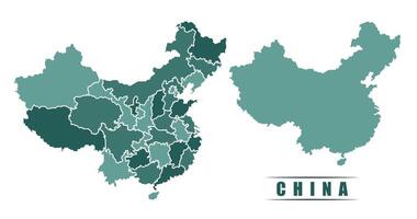 China simple flat political map with states border vector