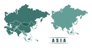Asia simple flat political map with states border vector