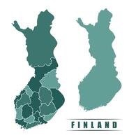 Finland simple flat political map with states border vector