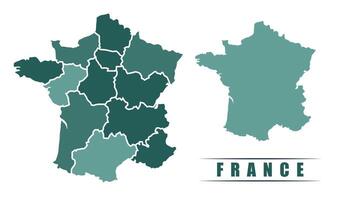 France simple flat political map with states border vector