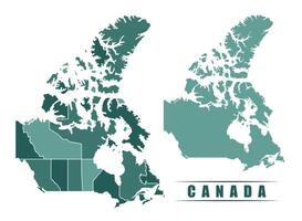 Canada simple flat political map with states border vector