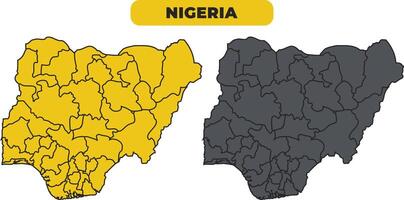 Nigeria outline illustration map set vector