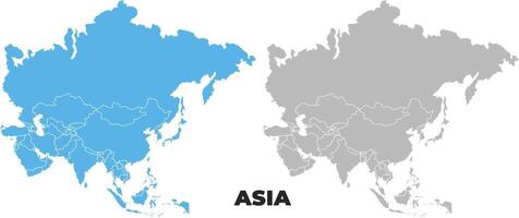 Asia simple maps flat illustration vector