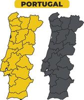 Portugal outline illustration map set vector