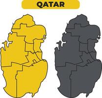 Qatar outline illustration map set vector