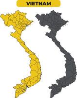 Vietnam outline illustration map set vector