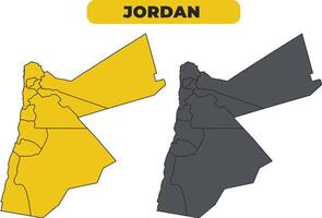 Jordan outline illustration map set vector
