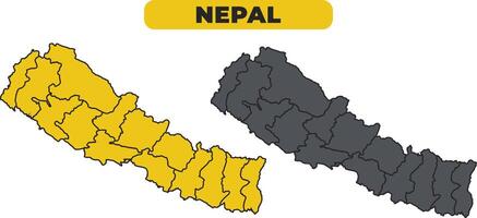 Nepal outline illustration map set vector