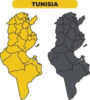 Tunisia outline illustration map set vector