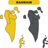 Bahrain outline illustration map set vector