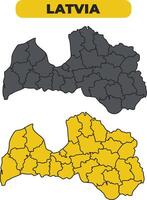 Latvia outline illustration map set vector