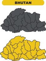 Bhutan outline illustration map set vector