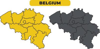 Belgium outline illustration map set vector