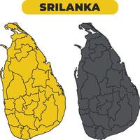 Sri Lanka outline illustration map set vector