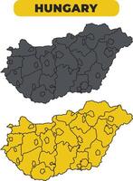 Hungary outline illustration map set vector