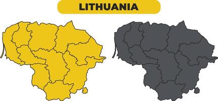 Lithuania outline illustration map set vector