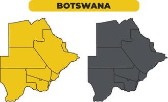 Botswana outline illustration map set vector