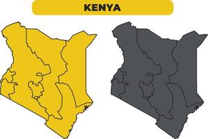 Kenya outline illustration map set vector