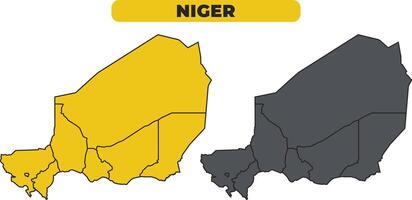 Niger outline illustration map set vector