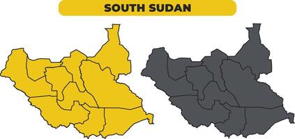 South Sudan outline illustration map set vector