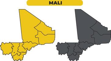 Mali outline illustration map set vector
