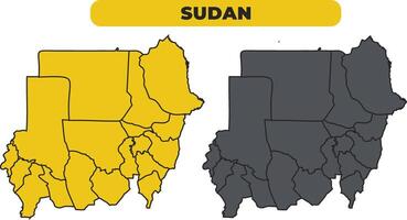 Sudan outline illustration map set vector