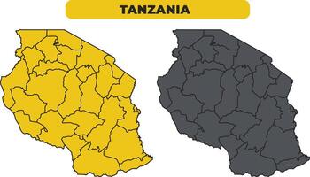 Tanzania outline illustration map set vector