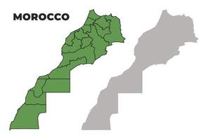 Morocco political regions green outline map set vector