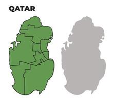 Qatar political regions green outline map set vector