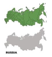 Russia political regions green outline map set vector